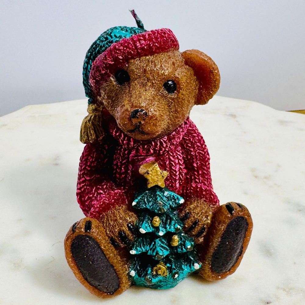 Teddy Bear Candle Christmas Winter Hat Christmas Tree Festive Holiday Decor New